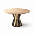 Table ronde en bois avec base en métal noir 100 x 100 x 75cm