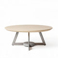 Table basse ronde en bois clair avec piétement en métal gris 120 x 120 x 40cm