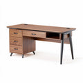 Bureau en bois de noyer 150 x 70 x 75cm avec tiroirs et espace de rangement