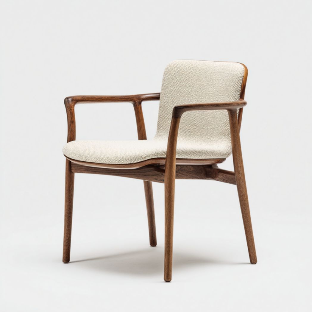 Fauteuil en bois clair avec tissu gris et coussin intégré 70 x 70 x 80cm