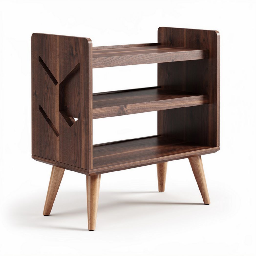 Meuble de rangement en bois foncé avec étagères ouvertes 60 x 40 x 70 cm