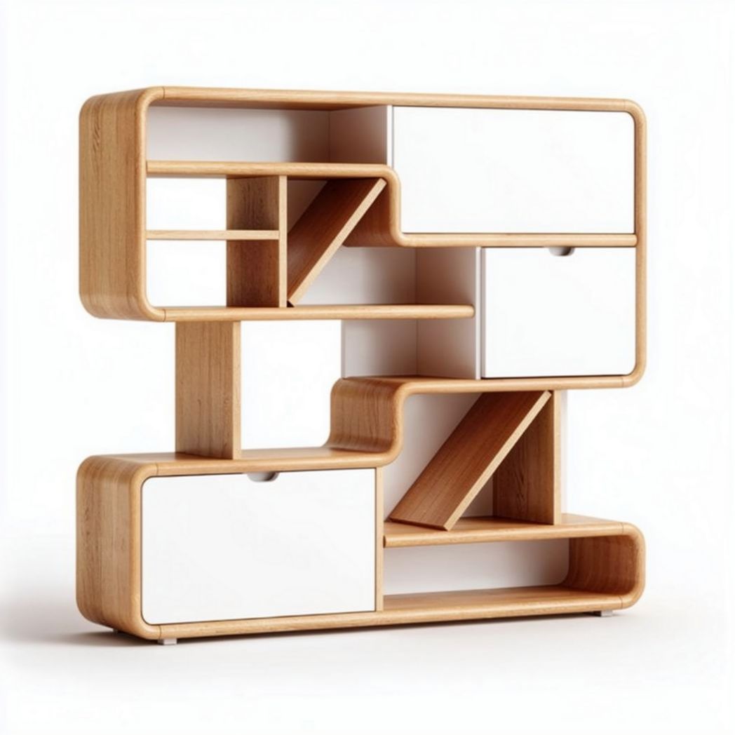 Étagère en bois avec tiroirs blanche pour rangement moderne 120 x 80 x 30cm