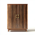 Armoire en bois clair de 80 x 40 x 100cm avec deux portes et poignées noires