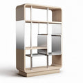Étagère en bois avec éléments en miroir dimensions 80 x 40 x 120cm pour rangement moderne