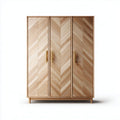 Armoire en bois et tissu 3 portes beige 120 x 40 x 180cm