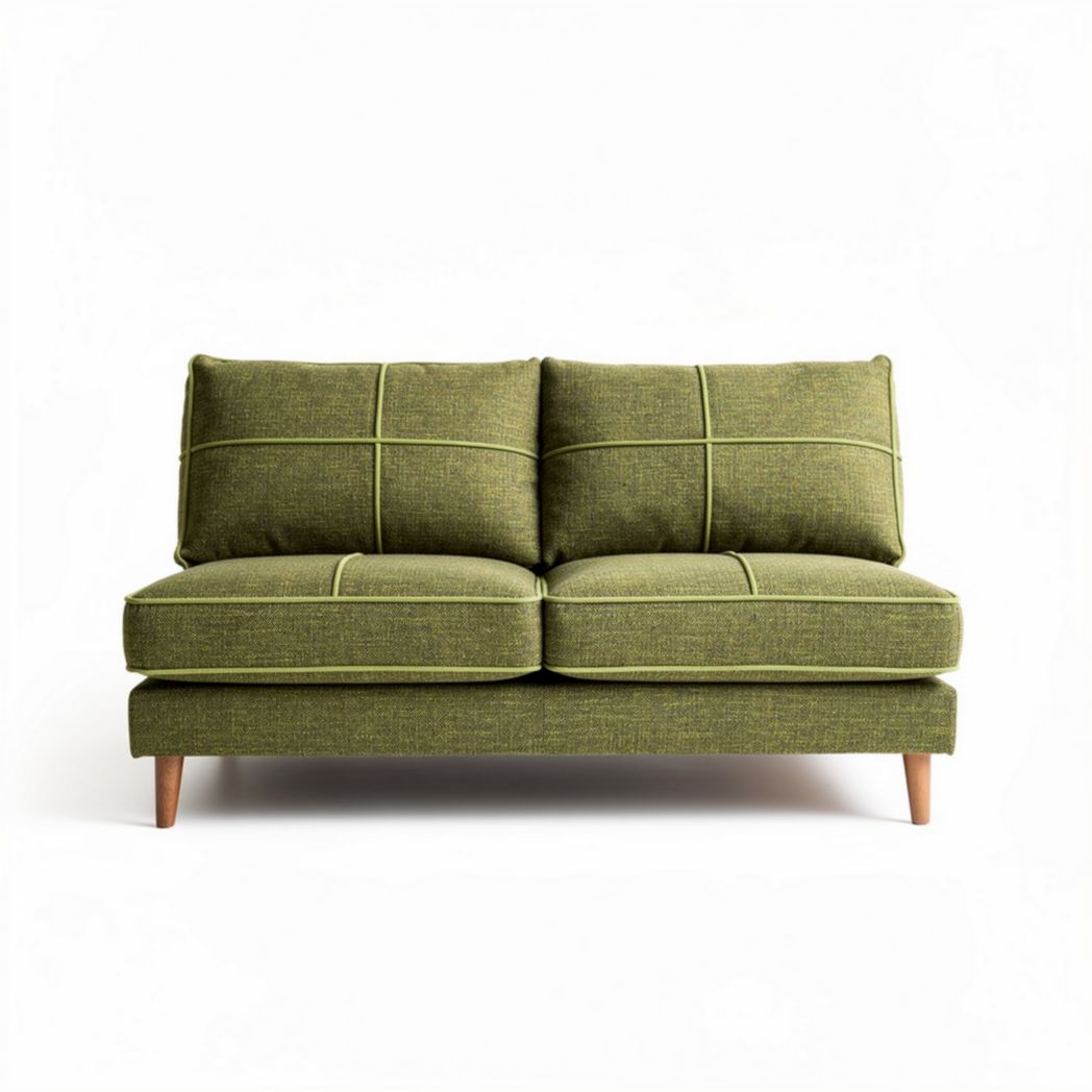 Canapé deux places en tissu vert 180 x 90 x 85 cm avec coussins confortables