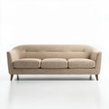Canapé trois places en tissu beige avec pieds en bois 180 x 80 x 75cm